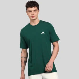 adidas Men Solid Polo Neck Cotton Blend Blue T-Shirt